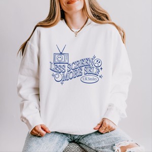 S.W.Smiley Less Screen More Self - Women's Lightweight Garment Dyed Sweatshirt - 1 of 4