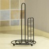 Basicwise Round Single Roll Sturdy Black Iron Towel Paper Holder Stand Roll Dispenser, Countertop Portable Stand for Kitchen, Dining Room, and Office - 3 of 4