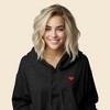 Dalix Pixel Heart Embroidered Fleece Cropped Hoodie Cold Fall Winter Women - 3 of 4
