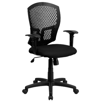 Flash Furniture Mid-Back Designer Back Swivel Task Office Chair with Fabric Seat and Adjustable Arms
