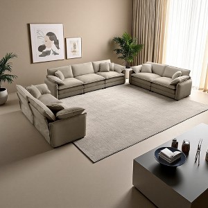 3-Piece Corduroy Sofa Set with Deep Seats & Pillows - 1 of 4
