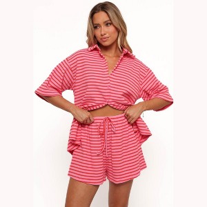 Petal and Pup Alden Cotton Knit Set - Pink Red Stripe M - 1 of 4