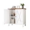 Jojoka Buffet Cabinet Farmhouse Storage Accent Console Cabinet with Doors and Shelves, Sideboard with Countertop/Barn  Doors - 3 of 4