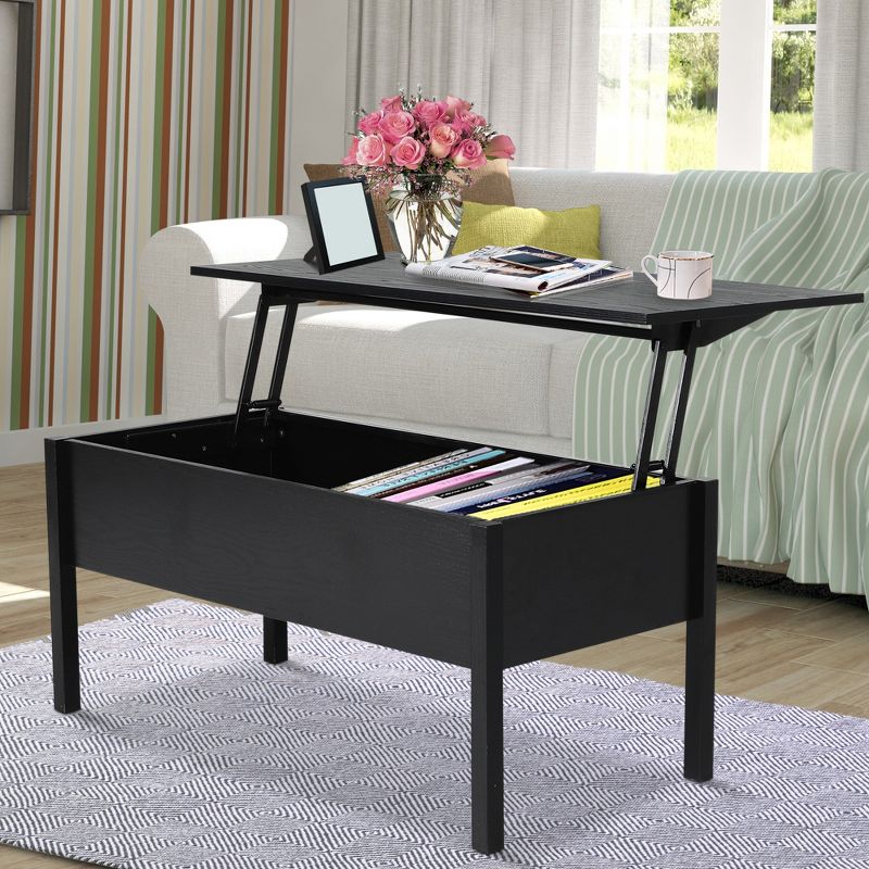 HOMCOM 39" Modern Lift Top Coffee Table Desk With Hidden Storage Compartment for Living Room, 5 of 11