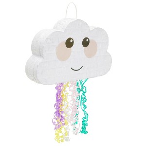 Blue Panda Pull String Cloud Pinata for Girls, Rainbow Birthday Party Supplies, Gender Reveal Pinata, Baby Shower (16.5x10 in) - 1 of 4