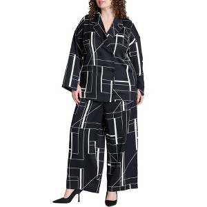 ELOQUII Women's Plus Size Pull On Printed Wide Leg Pant - 1 of 4