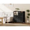 Aoibox 5 Drawer Black Dresser with 2 Tier Shelf Small Fabric Storage Chest Sturdy Metal Frame Modern Organizer Cabinet for Bedroom - 2 of 4