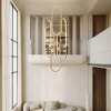 BAOURE 6 Ring Modern LED Chandeliers Dimmable Black Pendant Light Fixture 78in High Ceiling Chandelier for Foyer Living Room - 3 of 4