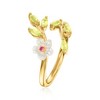 Ross-Simons Mother-Of-Pearl and 0.30 ct. t.w. Peridot Flower Ring With Rhodolite Garnet in 18kt Gold Over Sterling - 3 of 4