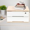 YIYIBYUS 2 Tiers Wooden Desktop Storage Box with Lockable Drawers - 2 of 4