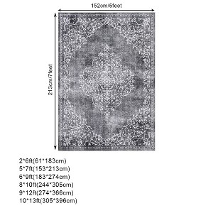 Vintage Floral Pattern Area Rug Machine Washable, for Living Room, Non Slip Rugs for Bedroom, Carpet for Office Dining Room - 1 of 4
