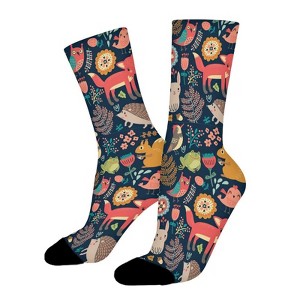 Forest Animals Birds And Trees Women Printed Crew Socks Funny Funky Socks Soft Polyester Novelty Gifts for Artists Men - 1 of 1