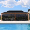 PURPLE LEAF Outdoor Hardtop Gazebo for Patio Galvanized Steel Double Roof Permanent Canopy Teak Finish Aluminum Frame Pavilion Gazebo with Netting - 3 of 4