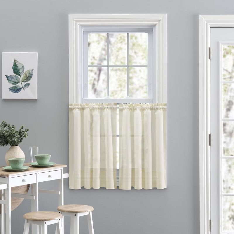 Ellis Curtain Shadow Stripe 1.5" Rod Pocket Tailored Tier Pair for Windows Natural, 2 of 5