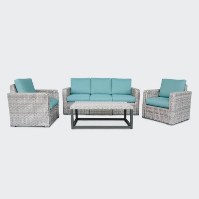 Forsyth 5pc Wicker Patio Seating Set - Blue - Leisure Made