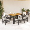 vidaXL 7 Piece Patio Dining Set - Black Poly Rattan - Cushioned Chairs, Acacia Wood Table - Outdoor/Garden/Courtyard Furniture - 2 of 4