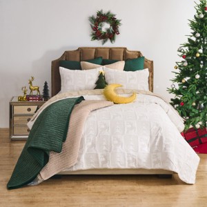 Greenland Home Fashions Reindeer Games Coverlet Set – 3-Piece Holiday Quilt, Reversible Red Lodge Bedding - 1 of 4