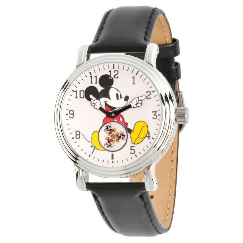 Women's Disney Mickey Mouse Silver Vintage Alloy Watch - Black : Target