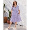 Coolmee Women's Plus Size Midi Dress Casual Floral V Neck Short Sleeve Pleated Flowy Sundress - 4 of 4