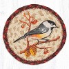 Earth Rugs Wildlife Chickadee Round Coaster – 7"x7" Braided Jute with Hand-Stenciled Chickadee, Rustic Nature-Inspired Design - 2 of 3