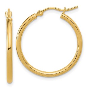 Black Bow Jewelry 2mm Round Hoop Earrings in 10k Yellow Gold, 24mm (15/16 Inch) - 1 of 4