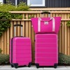 FURNIinspire Bag And Luggage Sets 3 Piece Suitcase Set Spinner Suitcases With TSA Lock And Tote Bag, Lightweight Luggage Sets, Pink, 20" 24" - 2 of 4
