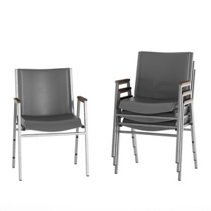 Flash Furniture 4 Pack HERCULES Series Heavy Duty Stack Chair with Arms - 1 of 4