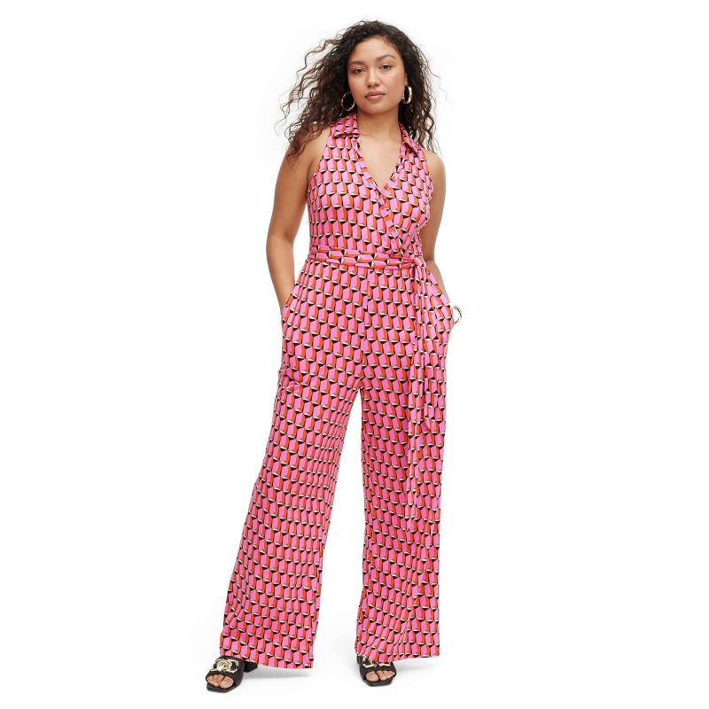 Women's Collared Sleeveless Pink Modern Geo Jumpsuit - DVF for Target, 1 of 13