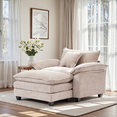 Busaurus Oversized Chenille Accent Chair with Ottoman