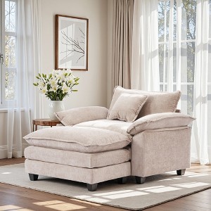 Busaurus Oversized Chenille Accent Chair with Ottoman - 1 of 4