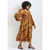 Avenue Women's Plus Size Indi Puff Sleeve Shirred Dress - 4 of 4