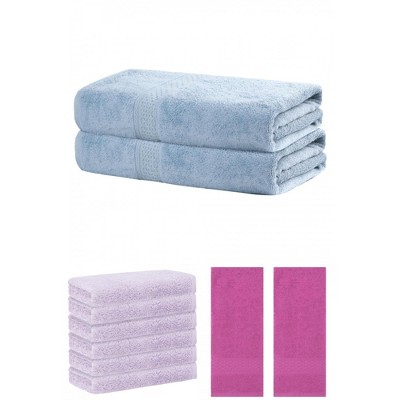 REGALWOVEN Absorbent Solid Bath Hand Face Cloths Cotton Towels 3 Piece Sets