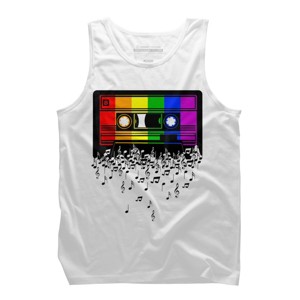 Adult Design By Humans Pride Rainbow Flag Music Note Cassette By Avocato Tank Top - 1 of 3