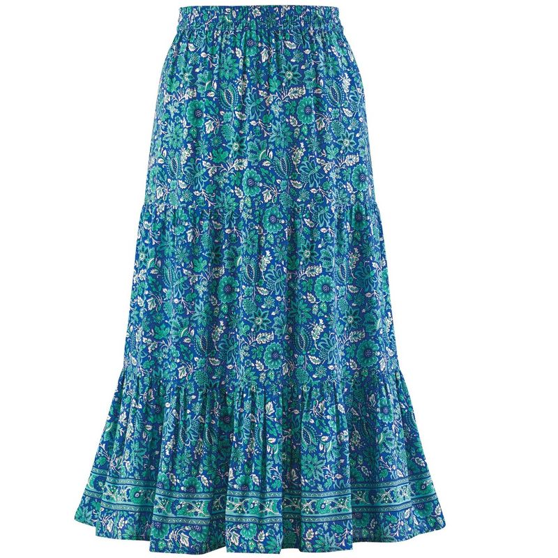 Collections Etc Tiered Border Print Skirt, 3 of 5