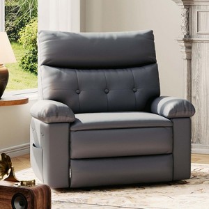 Wide Comfort Recliner Chair, Manual Lounge Chair with Heat & Massage, Plush Cushioning and Faux PU Leather for Living Room - 1 of 4