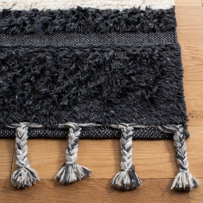 Kenya Hand-Knotted Gray Wool Striped Area Rug