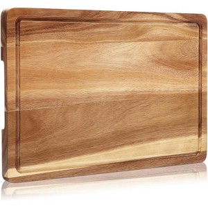 18 x 12 Inch Extra Large Cutting Board, Bamboo Acacia Block Carving Board for Countertop, Over Sink Chopping Boards with Juice Groove & Handle - 1 of 4