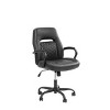 GlasFlength Task and Office Chairs Modern Faux Leather Swivel Chair with Adjustable Height Fashion Design for Home Office, Black, 26"*11"*21" - 3 of 4