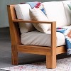 Logan Outdoor Teak Wood Sofa with Sunbrella Vellum Cushion – Cambridge Casual - 3 of 4