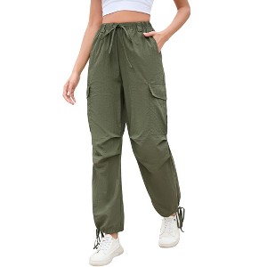 Women Baggy Parachute Pants Casual Cargo Pant Low Waist Loose Pants Multiple Pockets Jogger - 1 of 4