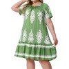 Agnes Orinda Women's Plus Size Square Neck Short Sleeve Flowy A Line Midi Summer Boho Dresses - 2 of 4