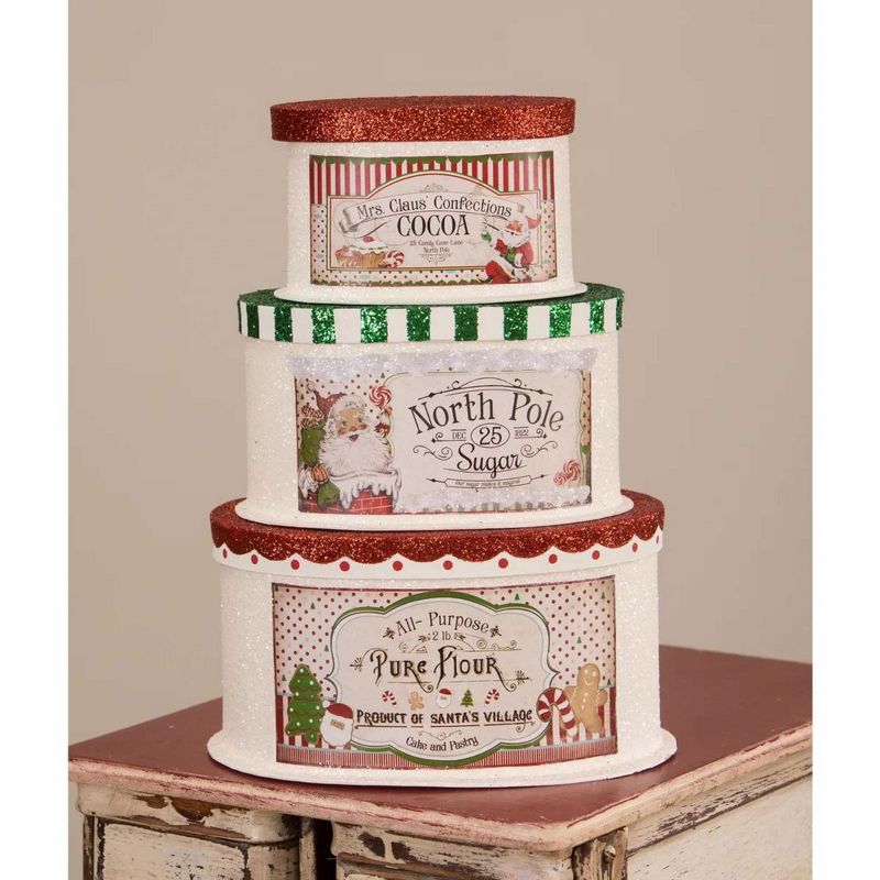 4.5 Inch Sweet Tidings Christmas Boxes North Pole Cocoa Flour Sugar Decorative Boxes, 2 of 4