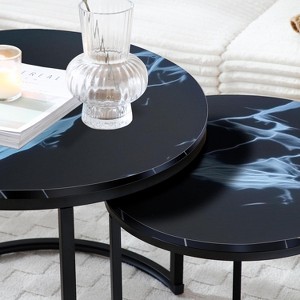 NicBex Modern Set of 2 Nesting Coffee Table with Sturdy Metal Frame,Industrial Round Side Table Center Table for Living Room,Bedroom - 1 of 4