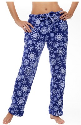 ADR Women's Plush Fleece Pajama Bottoms with Pockets, Winter PJ Lounge  Pants Blue Christmas Plaid 3X Large