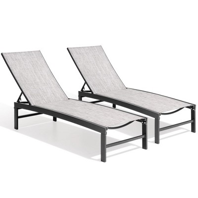 Crestlive Products 2 pc Outdoor Pool Lounger Aluminum All-weather Adjustable Chaise Lounge Chair