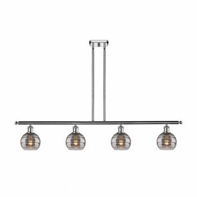Rochester - 4 Light Stem Hung Island In Industrial Style-8.38 Inches Tall and 48 Inches Wide
