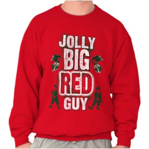 Christmas Jolly Big Red Guy Elves Men's Crewneck Sweatshirt Brisco Brands - 1 of 4