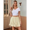 Women's Pleated Skater Skirt - High Waist Flared Mini with Ruffles for Casual Wear Khaki - 4 of 4