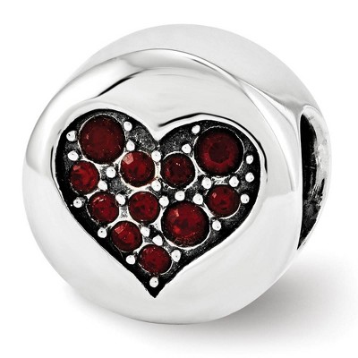 Black Bow Jewelry Sterling Silver with Red Crystals January Heart Faith Bead Charm