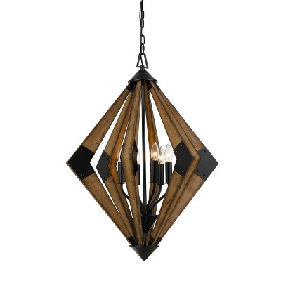 (23.5" x 23.5") 6 Light Wood Arezzo Chandelier Brown - Cal Lighting